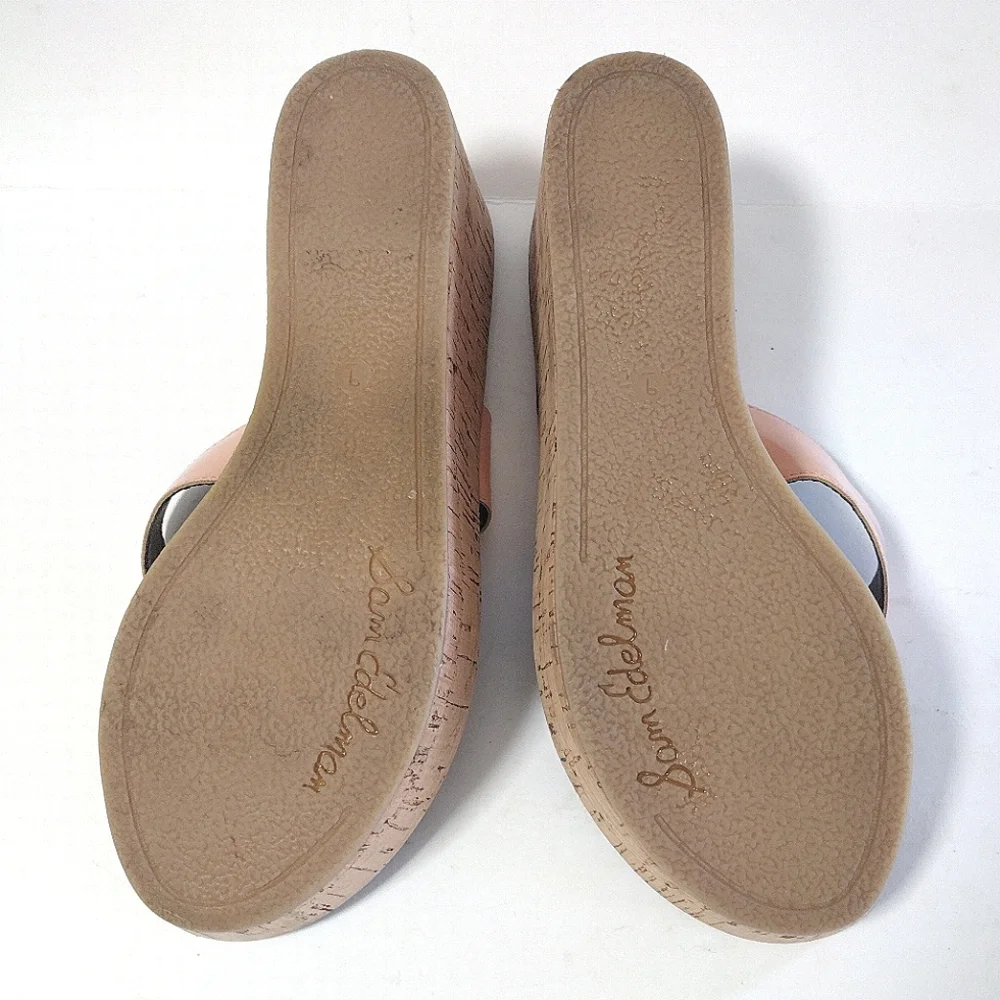 Sam Edelman Women's Romy Patent Wedge Thong Cork Platform Sandals Size 9